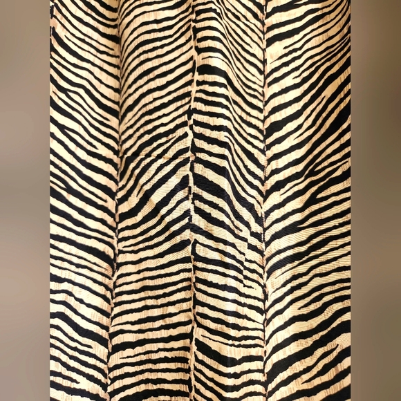 100 % Silk Skirt Black and White Animal Print with Bead Fringe - Picture 2 of 4